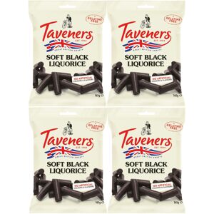 Taveners Soft Eating Black Liquorice Sweets Bag (165g per pack) Pack of 4 Taveners Soft Eating Black Liquorice Sweets Bag (165g per pack) Pack of 4