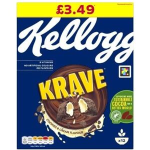 (Pack Of 20) Kelloggs Krave Cookies & Cream Cereal 375g (Pack Of 20) Kelloggs Krave Cookies & Cream Cereal 375g