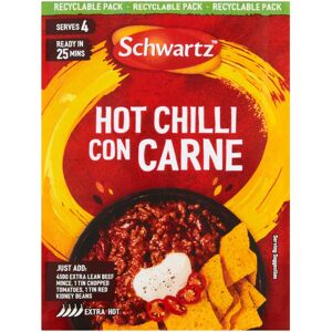 Schwartz Hot Chilli Con Carne Mix 41 G Serves 4 Pack of 12 Hot, Spicy, and Tangy Ta Schwartz Hot Chilli Con Carne Mix 41 G Serves 4 Pack of 12 Hot, Spicy, and Tangy Ta