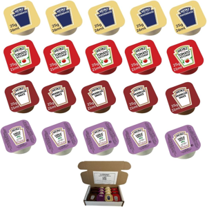WOODZYCO Condiment Multi-Pack - 20 x Heinz Dip Pots (Mayo,Ketchup,BBQ,Garlic) WOODZYCO Condiment Multi-Pack - 20 x Heinz Dip Pots (Mayo,Ketchup,BBQ,Garlic)