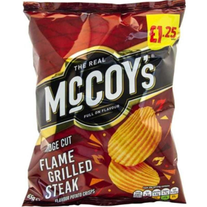 McCoy's Flame Grilled Steak Ridge Cut Crisps 65g - Box of 20 (Price Marked) McCoy's Flame Grilled Steak Ridge Cut Crisps 65g - Box of 20 (Price Marked)