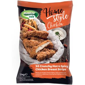 Meadow Vale Frozen Homestyle Hot & Spicy Chicken Strips - 1x1kg Meadow Vale Frozen Homestyle Hot & Spicy Chicken Strips - 1x1kg