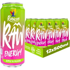 Rubicon RAW 12 Pack Apple & Guava 500ml Energy Drink, 20% Real Fruit Juice, High Rubicon RAW 12 Pack Apple & Guava 500ml Energy Drink, 20% Real Fruit Juice, High