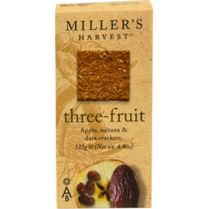 Border Artisan Biscuits Miller's Harvest Three Fruit 125G Border Artisan Biscuits Miller's Harvest Three Fruit 125G