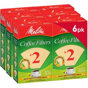 Melitta #2 Cone Coffee Filters Unbleached Natural Brown 100 Count Pack of 6 60 Melitta #2 Cone Coffee Filters Unbleached Natural Brown 100 Count Pack of 6 60