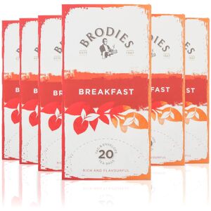 Brodies Breakfast Tag and Envelope - 6 Tea Boxes of 20 Tea Bags each (total 120 Brodies Breakfast Tag and Envelope - 6 Tea Boxes of 20 Tea Bags each (total 120