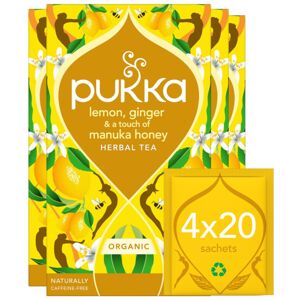Pukka Herbs Organic Lemon, Ginger & Manuka Honey Herbal Tea Box Immune Boost Pukka Herbs Organic Lemon, Ginger & Manuka Honey Herbal Tea Box Immune Boost