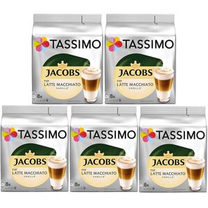 Tassimo Jacobs Latte Macchiato Vanilla Coffee Pods x8 (Pack of 5, Total 40 Pods) Tassimo Jacobs Latte Macchiato Vanilla Coffee Pods x8 (Pack of 5, Total 40 Pods)
