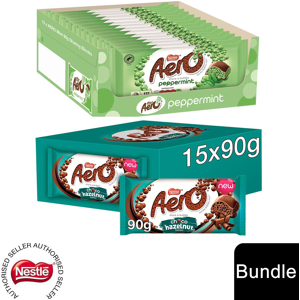 Nestle (15x Aero Peppermint + 15x Aero Hazelnut (30 Bars)) Nestlé Chocolate Sharing Bar Nestle (15x Aero Peppermint + 15x Aero Hazelnut (30 Bars)) Nestlé Chocolate Sharing Bar