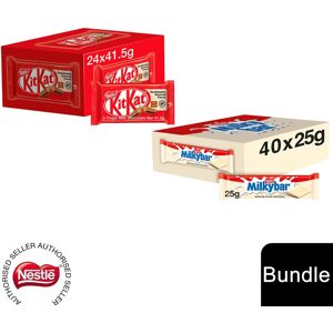 Nestle (24x KitKat 4 Finger + 40x Milkybar (64 Bars)) Nestlé Chocolate Bar (48 - 144 Ba Nestle (24x KitKat 4 Finger + 40x Milkybar (64 Bars)) Nestlé Chocolate Bar (48 - 144 Ba