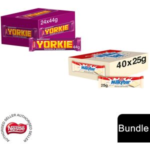 Nestle (24x Yorkie Chocolate Bar + 40 x Milkybar(64 Bars)) Nestlé Chocolate Bar (48 - 1 Nestle (24x Yorkie Chocolate Bar + 40 x Milkybar(64 Bars)) Nestlé Chocolate Bar (48 - 1