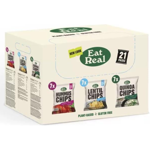 Eat Real Crisps Vegan & Healthy Snacks Variety Box Pack of 21 Mix of Quinoa, Len Eat Real Crisps Vegan & Healthy Snacks Variety Box Pack of 21 Mix of Quinoa, Len