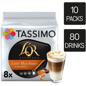 Tassimo L'OR Caramel Latte Macchiato Coffee Pods x8 (Pack of 10, Total 80 Pods) Tassimo L'OR Caramel Latte Macchiato Coffee Pods x8 (Pack of 10, Total 80 Pods)