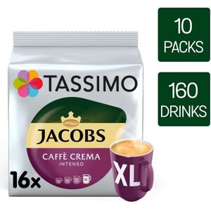Tassimo Jacobs Caffe Crema Intenso XL Coffee Pods x16 (Pack of 10, Total 160 Pod Tassimo Jacobs Caffe Crema Intenso XL Coffee Pods x16 (Pack of 10, Total 160 Pod