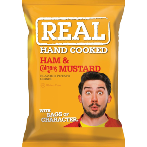 REAL Handcooked Crisps Ham & English Mustard, 24 x 35g REAL Handcooked Crisps Ham & English Mustard, 24 x 35g