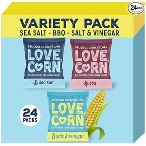 LOVE CORN Variety Pack 8x Sea Salt, 8x BBQ, 8x Salt & Vinegar Healthy Snacks Ideal for Glu LOVE CORN Variety Pack 8x Sea Salt, 8x BBQ, 8x Salt & Vinegar Healthy Snacks Ideal for Glu