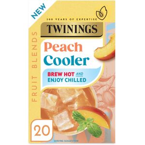 Twinings Peach Cooler. Peach Flavoured Fruit Infusion Tea Bags. 20 tea bags. Twinings Peach Cooler. Peach Flavoured Fruit Infusion Tea Bags. 20 tea bags.