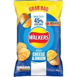 Walkers Less Salt Mild Cheese & Onion 45G, Blue Walkers Less Salt Mild Cheese & Onion 45G, Blue