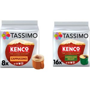 Tassimo Kenco Cappuccino & Americano Decaf Coffee Pods - Pack of 5 (40 & 80 Drin Tassimo Kenco Cappuccino & Americano Decaf Coffee Pods - Pack of 5 (40 & 80 Drin
