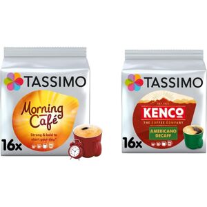 Tassimo Morning Café & Kenco Americano Decaf Coffee Pods x160 (Pack of 5, Total Tassimo Morning Café & Kenco Americano Decaf Coffee Pods x160 (Pack of 5, Total