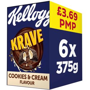Kelloggs Kellogg's Krave Cookies & Cream Breakfast Cereal 375g (Pack of 6) Kelloggs Kellogg's Krave Cookies & Cream Breakfast Cereal 375g (Pack of 6)