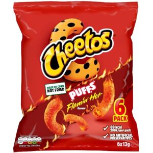 Cheetos Puffs Sweet and Spicy Flamin Hot Multipack Crisps 6x13g Cheetos Puffs Sweet and Spicy Flamin Hot Multipack Crisps 6x13g