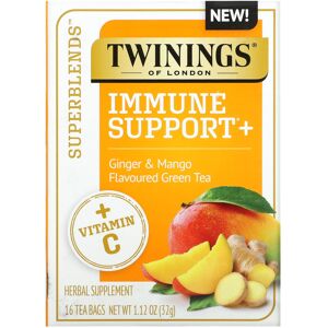 Twinings, Immune Support+ Green Tea, Ginger & Mango, 16 Tea Bags, 1.12 oz (32 g) Twinings, Immune Support+ Green Tea, Ginger & Mango, 16 Tea Bags, 1.12 oz (32 g)