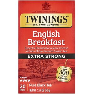 Twinings, Pure Black Tea, English Breakfast, Extra Strong, 20 Tea Bags, 1.76 oz Twinings, Pure Black Tea, English Breakfast, Extra Strong, 20 Tea Bags, 1.76 oz