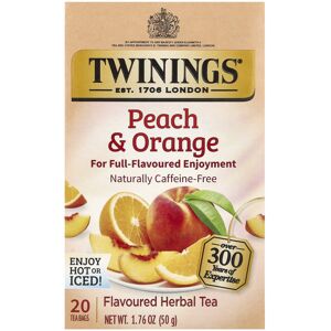 Twinings, Herbal Tea, Peach & Orange, Caffeine-Free, 20 Tea Bags, 1.76 oz (50 g) Twinings, Herbal Tea, Peach & Orange, Caffeine-Free, 20 Tea Bags, 1.76 oz (50 g)