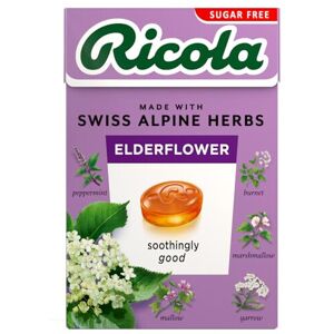 Ricola Elderflower Sugar Free Swiss Herbal Sweets, Herb Drops, Sweet Box 45g - P Ricola Elderflower Sugar Free Swiss Herbal Sweets, Herb Drops, Sweet Box 45g - P