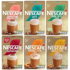 Nescafe NESCAFÉ Variety Pack Instant Coffee Sachets x7 (Pack of 6) – Cappuccino, Latte, Nescafe NESCAFÉ Variety Pack Instant Coffee Sachets x7 (Pack of 6) – Cappuccino, Latte,