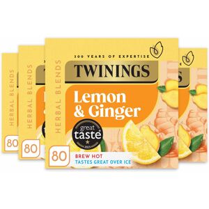 Twinings Lemon and Ginger Flavoured Tea -320 Biodegradable Bags (Multipack of 4 Twinings Lemon and Ginger Flavoured Tea -320 Biodegradable Bags (Multipack of 4