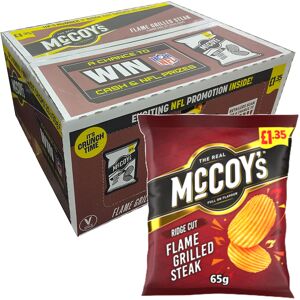 McCoy's McCoys Flame Grilled Steak Potato Crisps Ridge Cut Pack of 20x65g McCoy's McCoys Flame Grilled Steak Potato Crisps Ridge Cut Pack of 20x65g