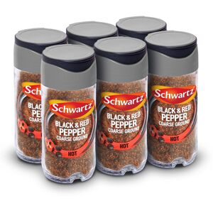 Schwartz Black & Red Pepper Course Ground 45 G Jar Pack of 6 Deep & Warm F Schwartz Black & Red Pepper Course Ground 45 G Jar Pack of 6 Deep & Warm F