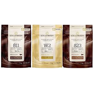 Callebaut, Milk, Dark & White chocolate chips (3 x 1kg Bundle) Callebaut, Milk, Dark & White chocolate chips (3 x 1kg Bundle)