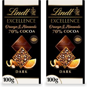 Lindt Excellence Passion Orange and Almond Dark Chocolate Bar 100g Pack of Lindt Excellence Passion Orange and Almond Dark Chocolate Bar 100g Pack of