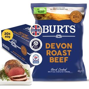 Burts Devon Roast Beef Hand Cooked Chips – 20 x 40 g Multipack – Gluten Fre Burts Devon Roast Beef Hand Cooked Chips – 20 x 40 g Multipack – Gluten Fre