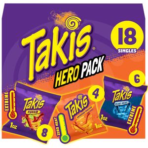 Takis 18 pc 1 oz Hero Variety Pack Assorted Flavored Mixed Rolled Tortilla Takis 18 pc 1 oz Hero Variety Pack Assorted Flavored Mixed Rolled Tortilla
