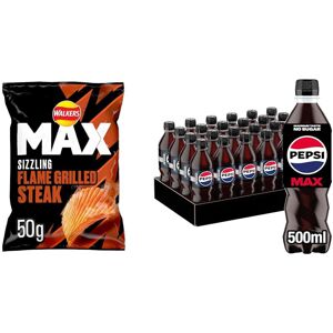 Walkers Max Flame Grilled Steak Crisps, 50 g, Pack of 24 Walkers Max Flame Grilled Steak Crisps, 50 g, Pack of 24