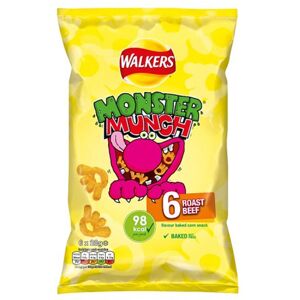 Walkers Monster Munch Roast Beef Multipack Snacks Crisps 6x20g Walkers Monster Munch Roast Beef Multipack Snacks Crisps 6x20g