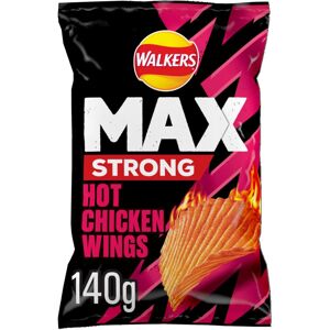 Walkers Max Strong Hot Chicken Wings Sharing Crisps 140g Walkers Max Strong Hot Chicken Wings Sharing Crisps 140g