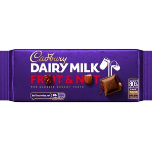 Cadbury Dairy Milk Fruit & Nut Bar, Classic Chocolate Delight, 180 g Cadbury Dairy Milk Fruit & Nut Bar, Classic Chocolate Delight, 180 g