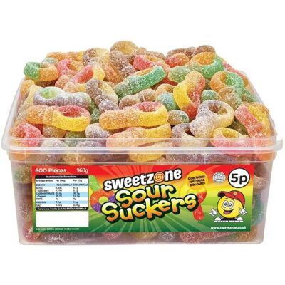 SW-SweetZoneSourSuckers960g - 120 Sour Suckers in 960g Tub, 100% Halal (HMC Cert SW-SweetZoneSourSuckers960g - 120 Sour Suckers in 960g Tub, 100% Halal (HMC Cert