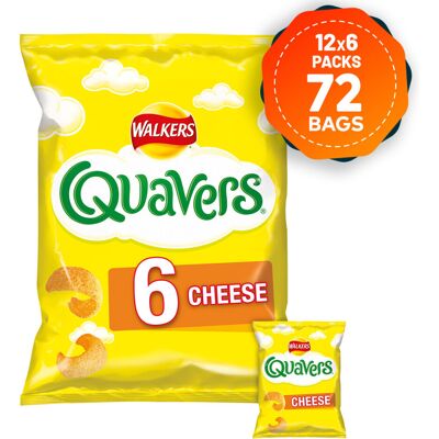 12 x Walkers Crisps Quavers Cheese Snacks 6x16g Suitable for Vegetarians 12 x Walkers Crisps Quavers Cheese Snacks 6x16g Suitable for Vegetarians