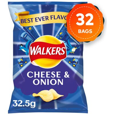 Walkers Cheese and Onion Crisps - Snack - 32 Bags Walkers Cheese and Onion Crisps - Snack - 32 Bags