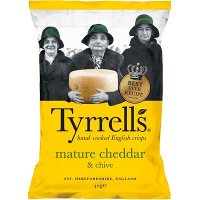 Tyrrells Mature Cheddar & Chive Crisps - 24x40g Tyrrells Mature Cheddar & Chive Crisps - 24x40g