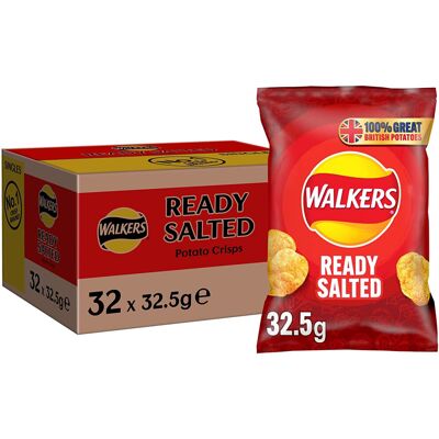 Walkers Game Ear Walkers Ready Salted Crisps - 32 x 32.5g Box (Case of 32) Walkers Game Ear Walkers Ready Salted Crisps - 32 x 32.5g Box (Case of 32)