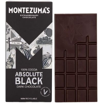 Montezuma's Chocolate Montezuma's Absolute Black 100% Cocoa Dark Chocolate GlutenFree and Vegan 90g Ba Montezuma's Chocolate Montezuma's Absolute Black 100% Cocoa Dark Chocolate GlutenFree and Vegan 90g Ba