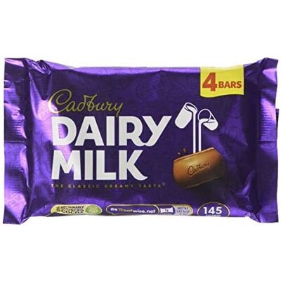 Cadbury Dairy Milk Chocolate Bar 4 Pack 108.8g, Cadbury Dairy Milk Chocolate Bar 4 Pack 108.8g,