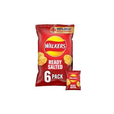 Walkers - Ready Salted Crisps - 6x25g - Pack of 18 Walkers - Ready Salted Crisps - 6x25g - Pack of 18